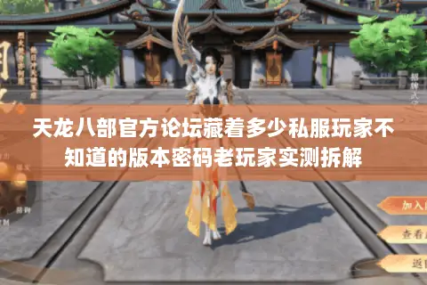 天龙八部官方论坛藏着多少私服玩家不知道的版本密码老玩家实测拆解
