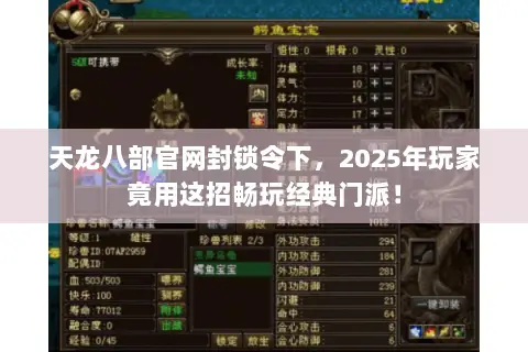 天龙八部官网封锁令下，2025年玩家竟用这招畅玩经典门派！