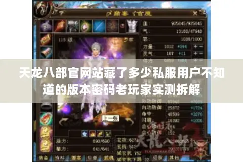 天龙八部官网站藏了多少私服用户不知道的版本密码老玩家实测拆解